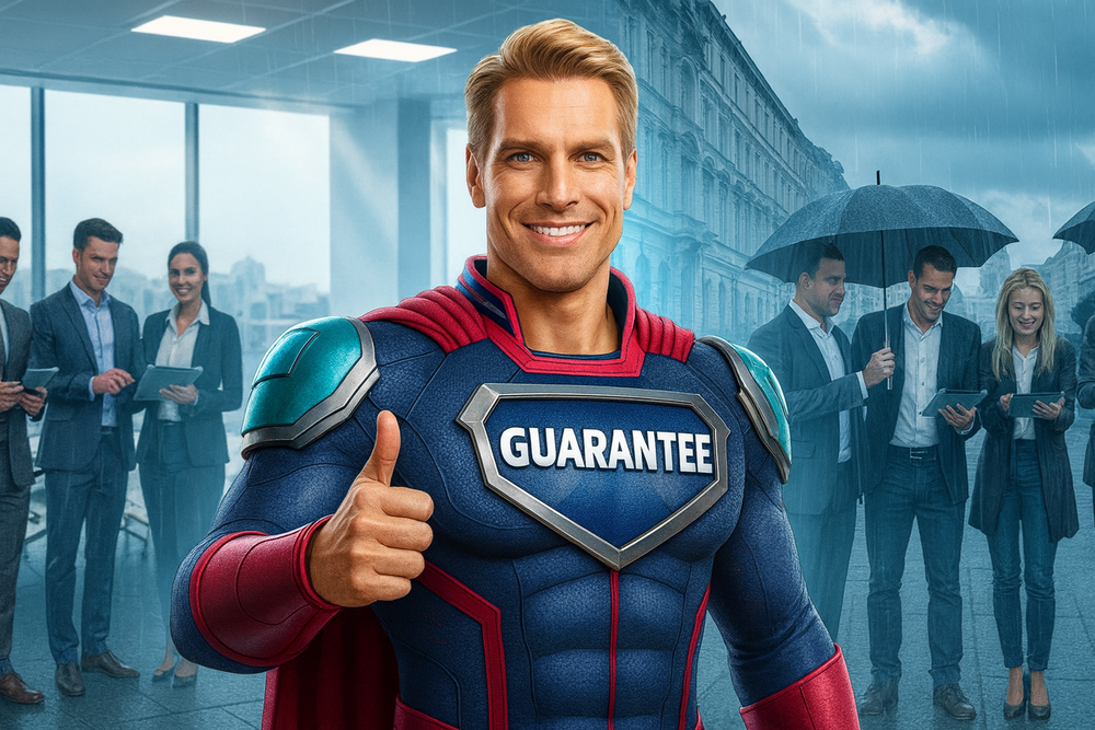 Guarantee: indoor backup or virtual delivery for corporate events in bad weather