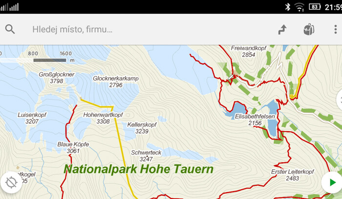 Android GPS aplikace pro orientaci a navigaci v terénu