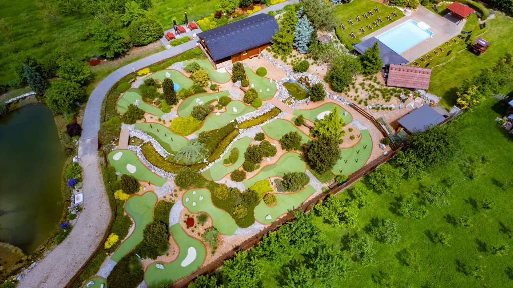 Amenity Guesthouse Horní Věstonice – Adventure Golf Pálava next to the guesthouse from above